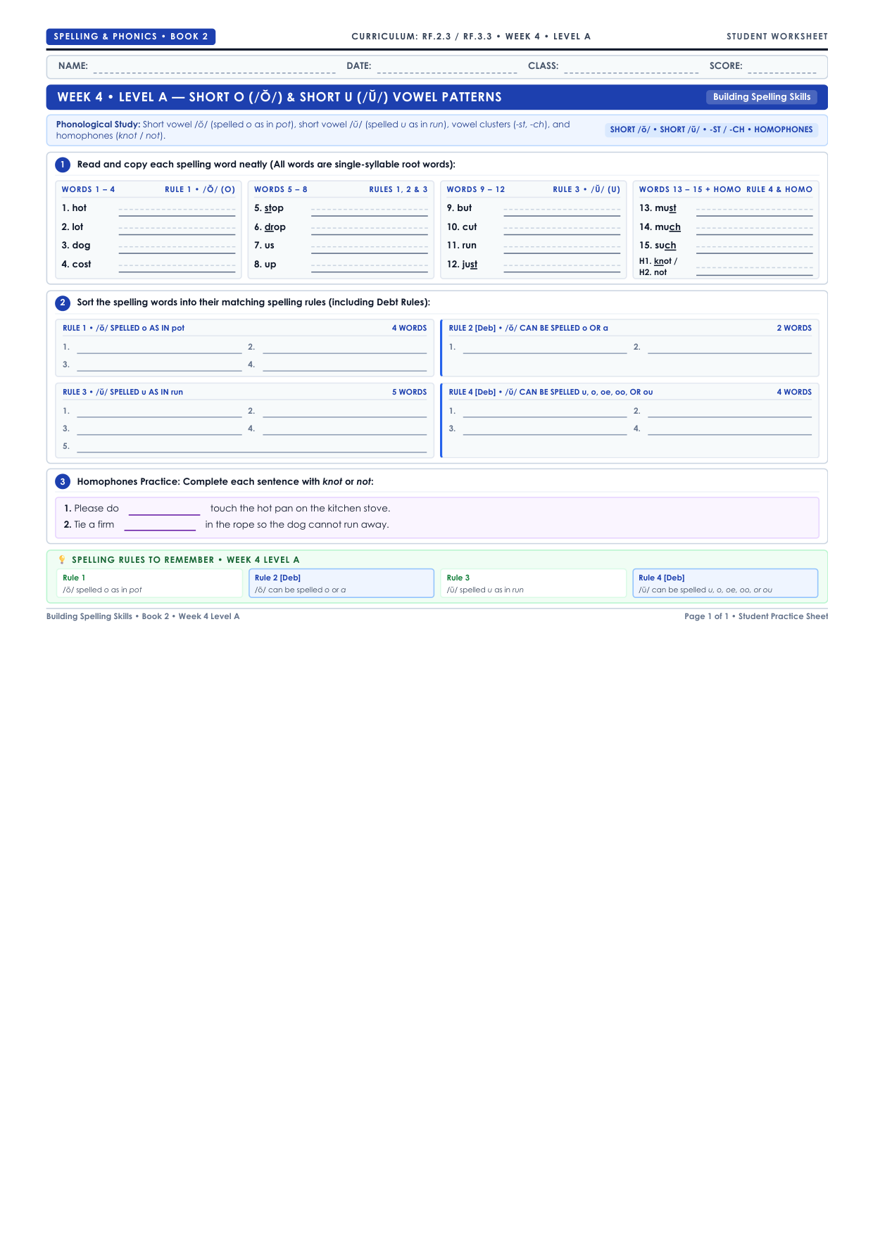 Book 2 Week 4 Level A Worksheet Preview