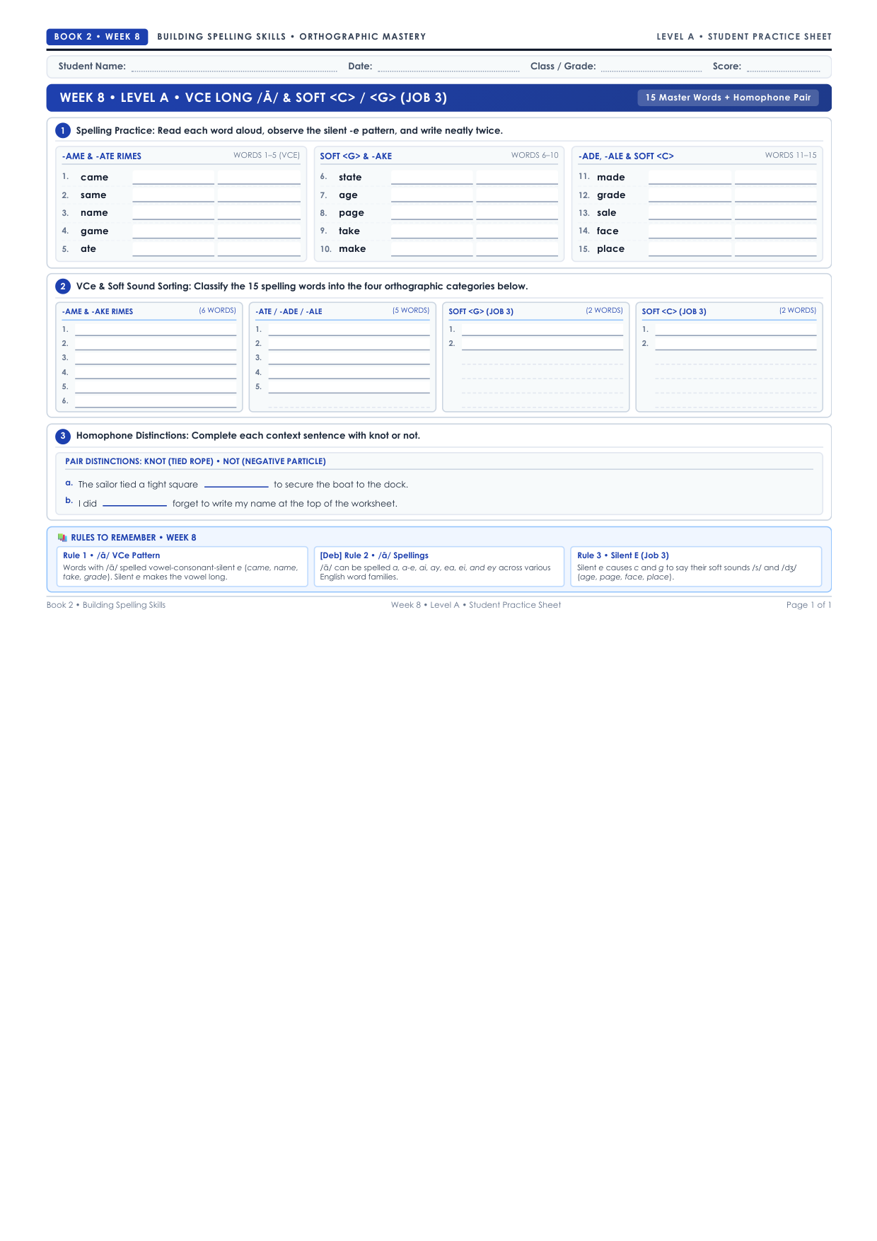 Book 2 Week 8 Level A Worksheet Preview
