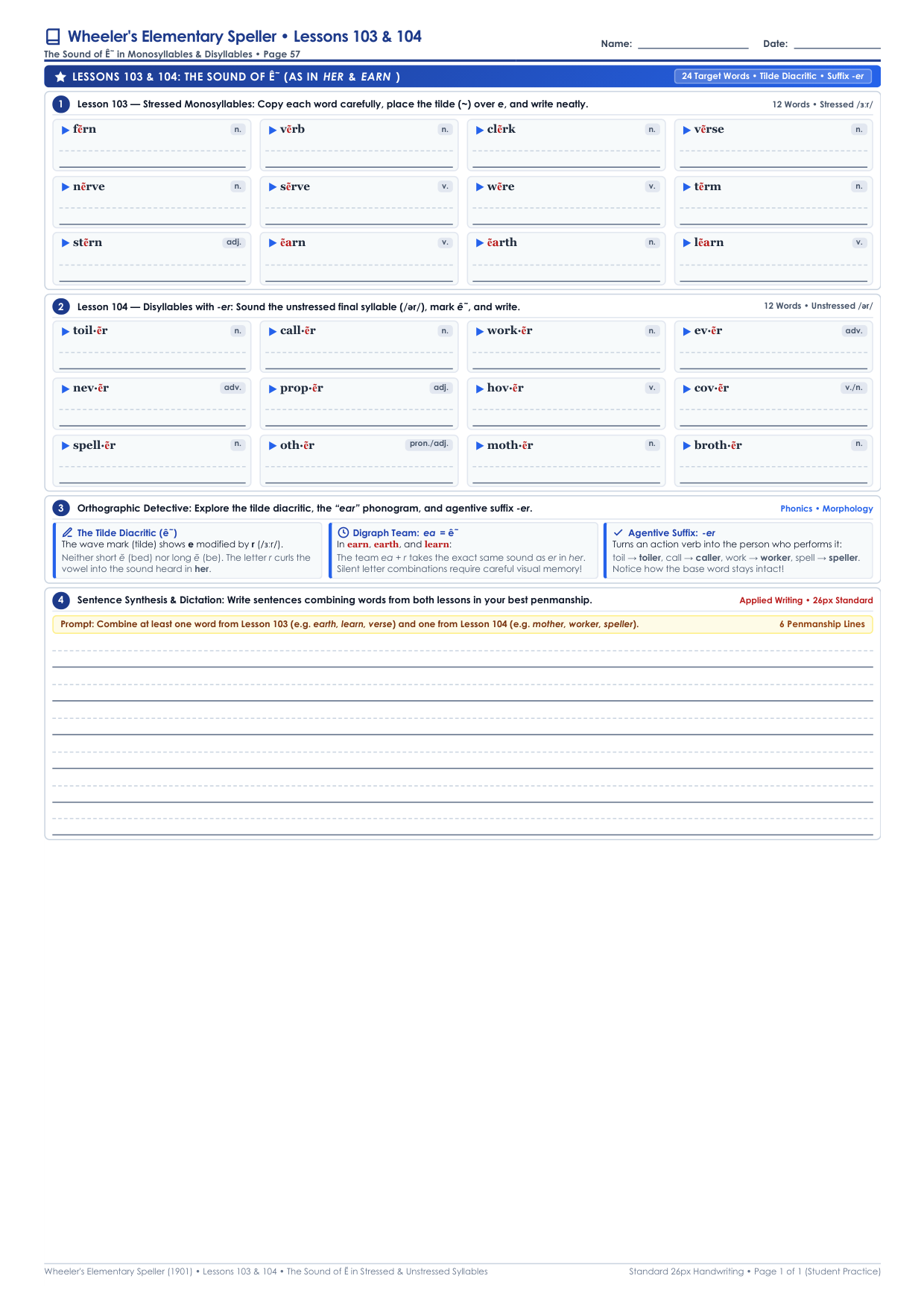 Lessons 103 & 104: The Sound of Ẽ Worksheet Preview